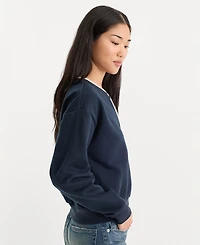 Good American Women's The Brushed Fleece Henley Neck Top