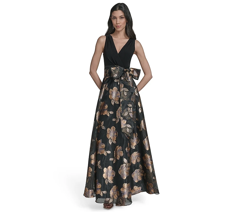 Eliza J Women's Sleeveless Surplice Ballgown Dress