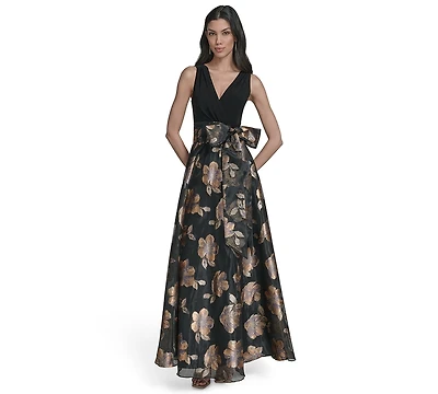 Eliza J Women's Sleeveless Surplice Ballgown Dress