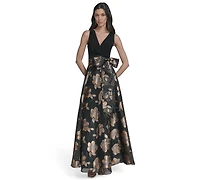 Eliza J Women's Sleeveless Surplice Ballgown Dress