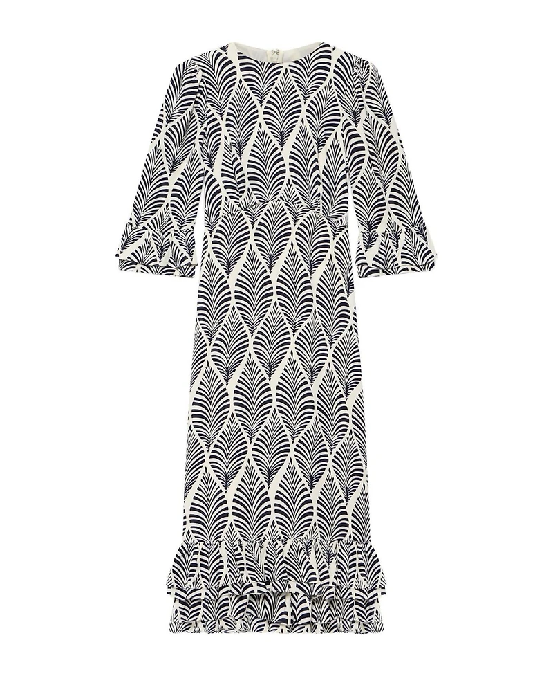 Mint Velvet Women's Printed Tiered-Ruffle Rayon Midi Dress