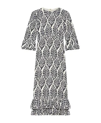 Mint Velvet Women's Printed Tiered-Ruffle Rayon Midi Dress