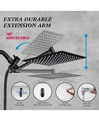 Cyqbd 10" Shower Head Rain Handheld Spray Extension Arm Flow Regulator Bathroom System