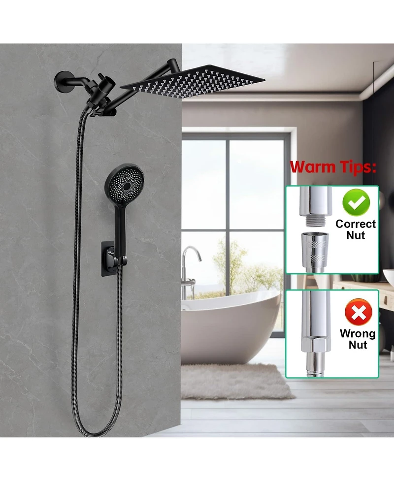 Cyqbd 10" Rain Shower Head with Handheld Spray and Extension Arm