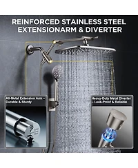 Cyqbd 11.8" Rain Shower Head Handheld Multi Spray Extension Arm Dual