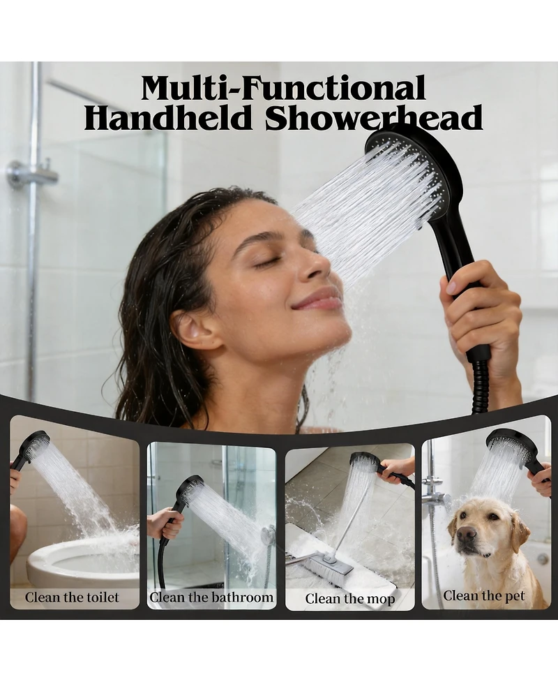 Cyqbd 12" Shower Head Rain Adjustable Extension Arm Handheld Spray Hose Holder