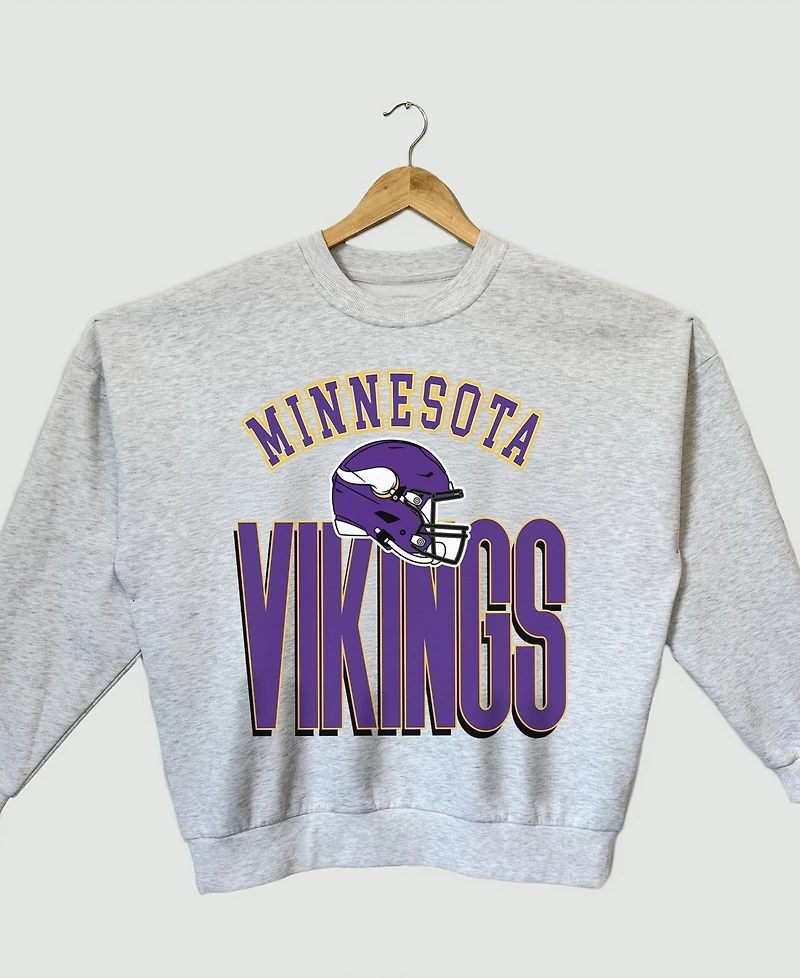 Gameday Couture Women's Ash Minnesota Vikings Fierce Focus Premium Oversized Fleece Pullover Sweatshirt