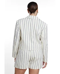 Eloquii Plus Cropped Boxy Stripe Blazer