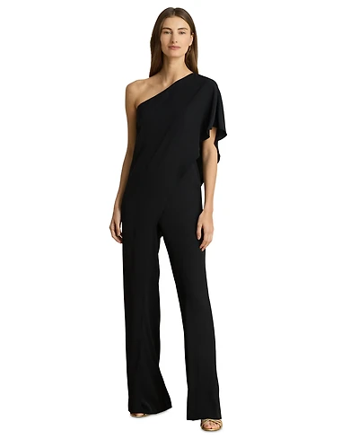 Lauren Ralph Cape Georgette One-Shoulder Jumpsuit