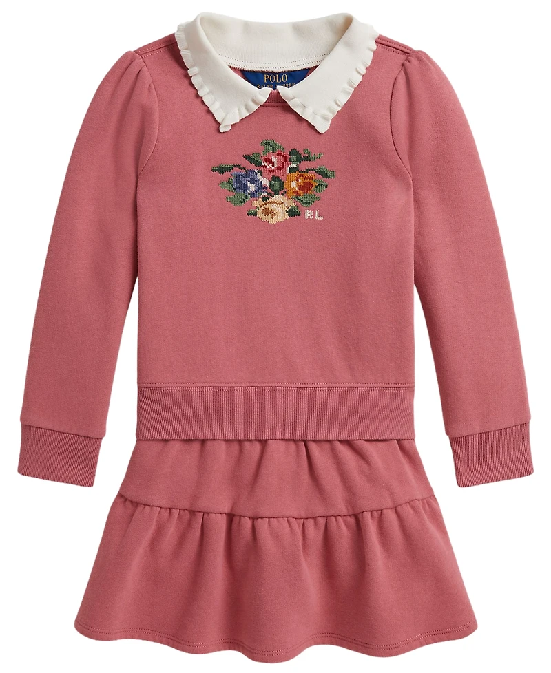 Polo Ralph Lauren Girls' 2T-6X Collared Fleece Sweatshirt and Skort, 2-Piece Set