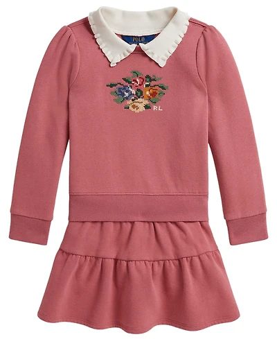 Polo Ralph Lauren Girls' 2T-6X Collared Fleece Sweatshirt and Skort, 2-Piece Set