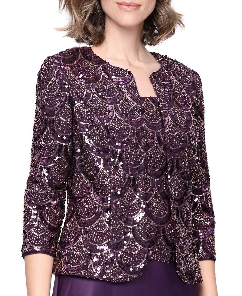 Alex Evenings Women's Long Sequin Jacket Dress