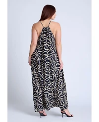 Eloquii Women's Plus Hardware Detail Trapeze Maxi Dress