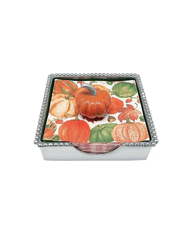 Mariposa Orange Pumpkin Beaded Aluminum Napkin Box Set