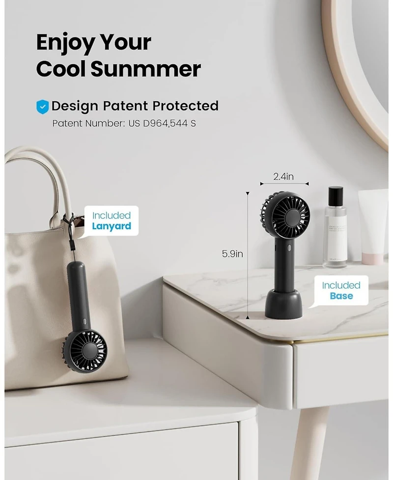 Gaiatop Mini Portable Fan, Small and Powerful, Cute Design 3 Speed Personal Handheld fan and Desktop with Base