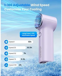 Gaiatop Mini Portable Handheld Fan, 15h Max Runtime Personal Turbo Fans Pocket Size, High Speed 1-100 Adjustable Small Hand Fan