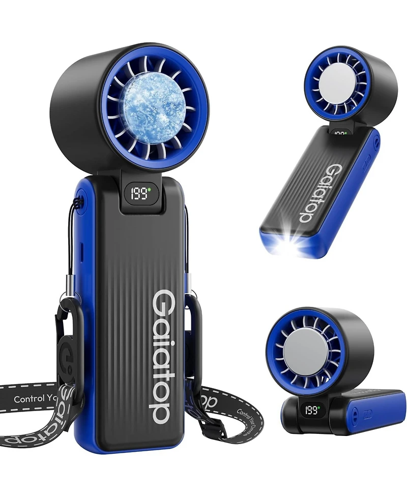 Gaiatop Portable Handheld Turbo Fan with Ice Cooler, 6000mAh 32H Cooling Fan Portable, 199 Speeds Personal Fans