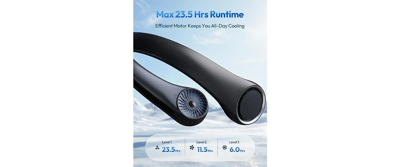 Gaiatop Portable Neck Fan Rechargeable, Hands-Free 360degree(s) Cooling, 23.5hrs Runtime, Battery Powered Personal Wearable Fan Quiet.