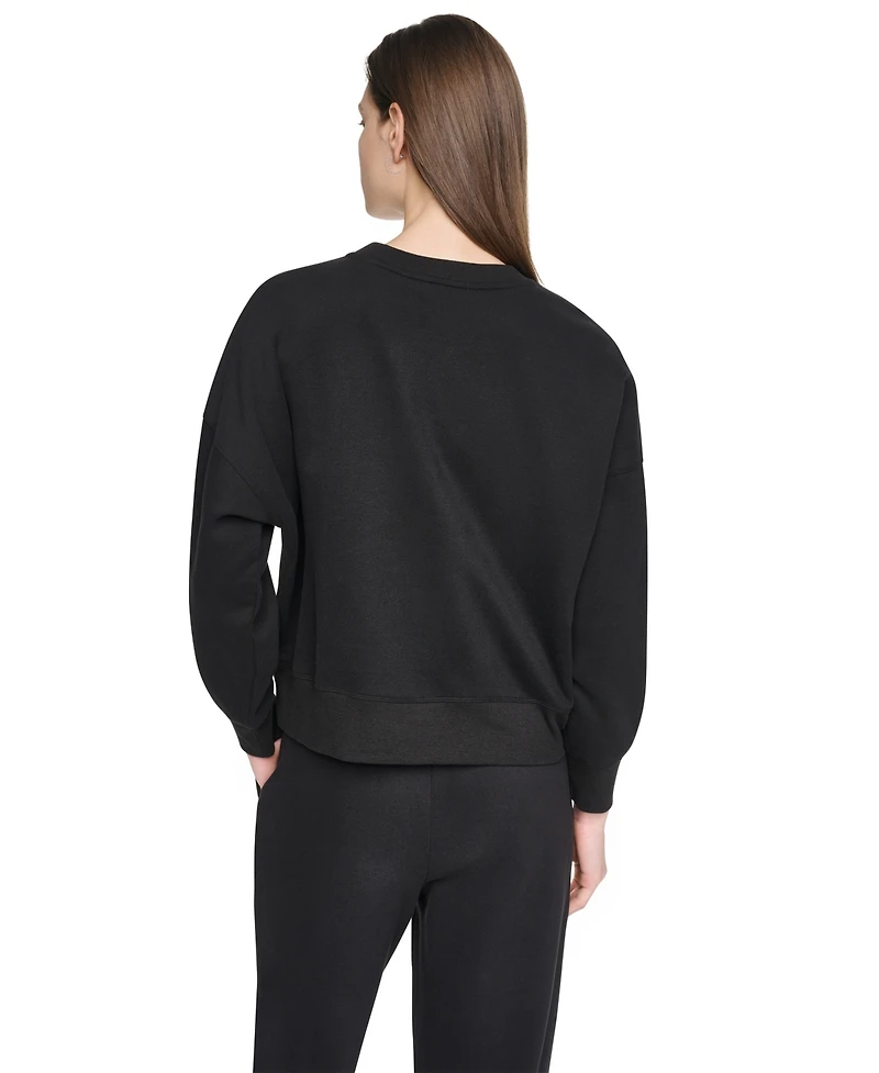 Dkny Sport Women's Oversized Graphic Blouson-Sleeve Pullover Sweatshirt
