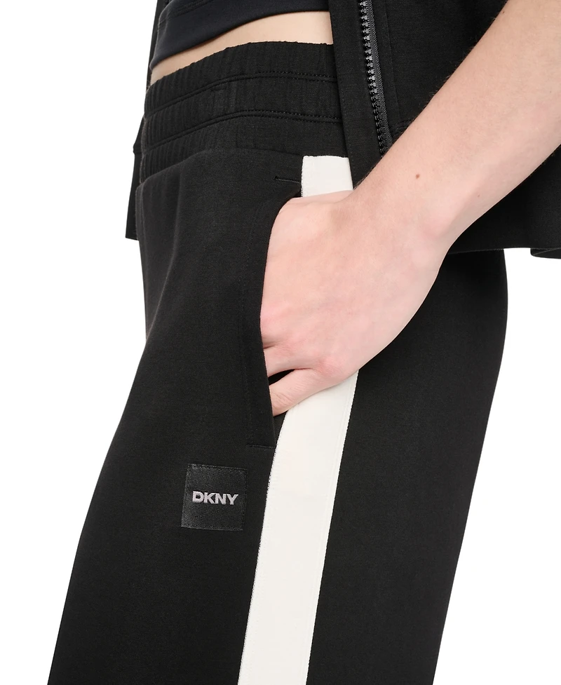 Dkny Sport Women's High-Rise Modified Wide-Leg Side-Stripe Pant