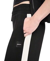 Dkny Sport Women's High-Rise Modified Wide-Leg Side-Stripe Pant