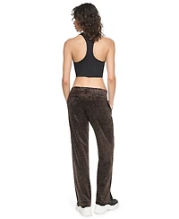 Dkny Sport Women's Leopard-Print Mid-Rise Velour Track Pants