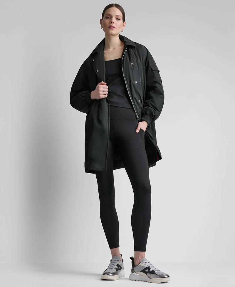 Dkny Sport Women's Removable Hood Long Flight Quilted-Lined Jacket