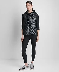 Dkny Sport Women's Hooded Diamond Quilt Vest