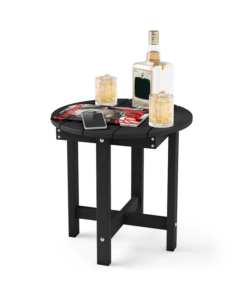 Mecale 18 Adirondack Round Side Table with Wood Grain Slats, Holds 66 lbs