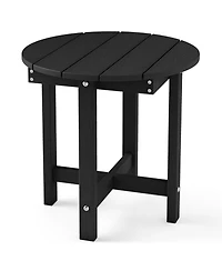 Mecale 18 Adirondack Round Side Table with Wood Grain Slats, Holds 66 lbs