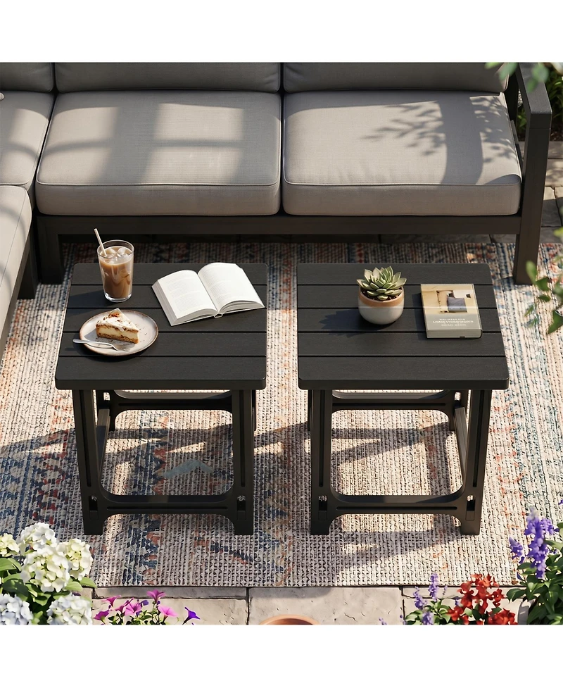 Mecale Set of 2 18.5 Slatted Adirondack Side Tables, Each Holds 315 lbs