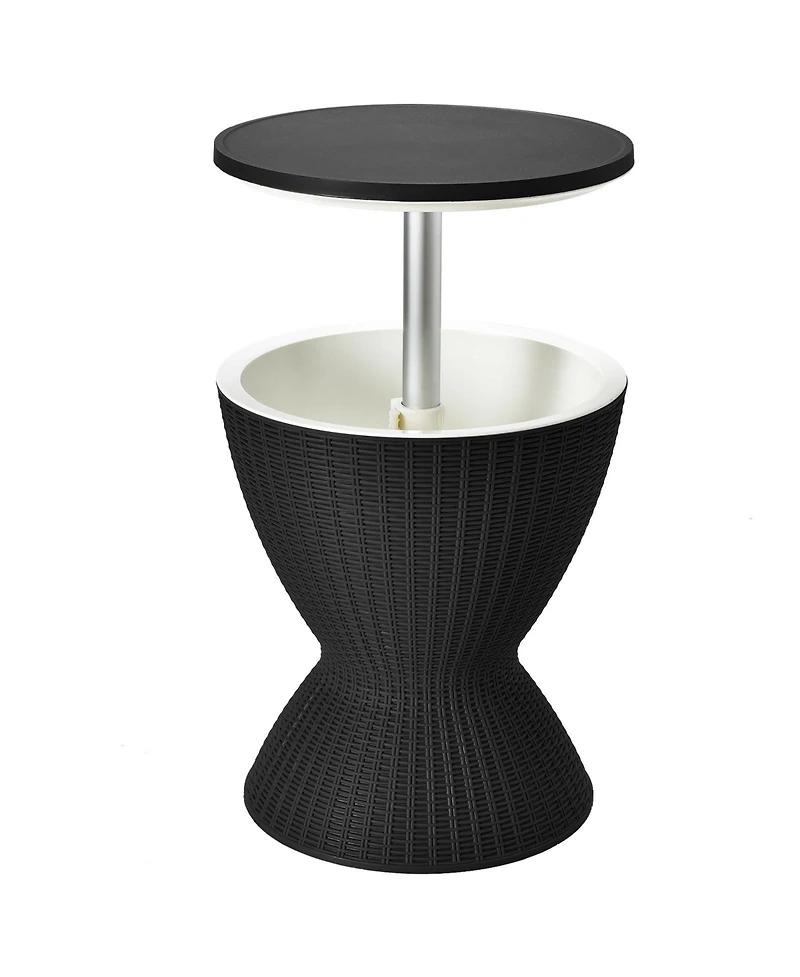 Mecale 3-in-1 Rattan Cooler Bar Table with 8 Gal Ice Bucket and 2 Heights