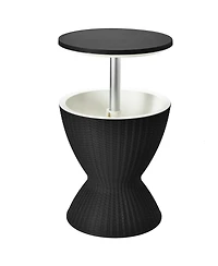 Mecale 3-in-1 Rattan Cooler Bar Table with 8 Gal Ice Bucket and 2 Heights