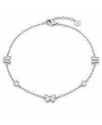 And Now This Cubic Zirconia Fine Silver-Plated or 18K Gold-Plated Butterfly Anklet