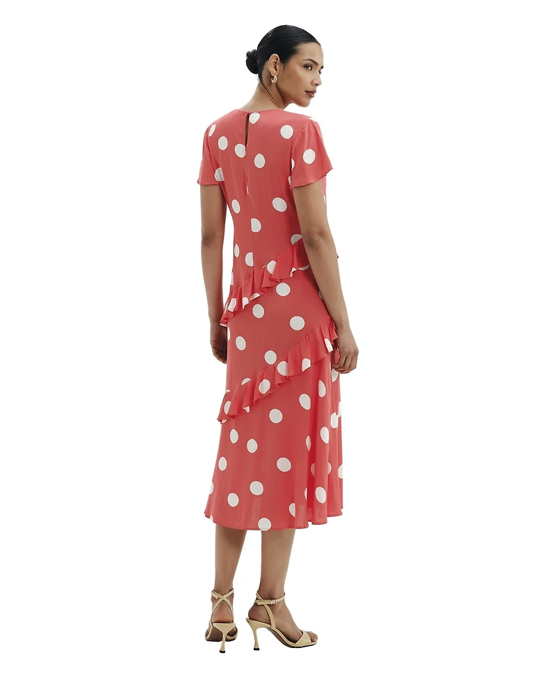 Finery London Women's Sierra Asymmetric Ruffle Midi Dress