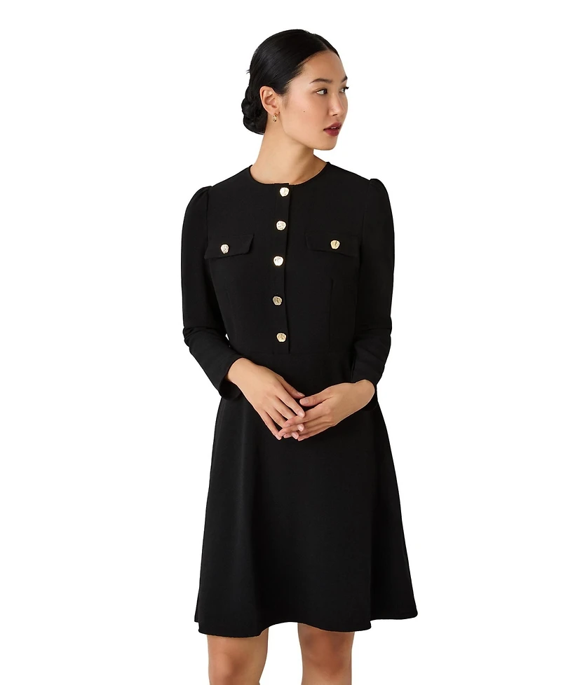 Finery London Women's Evie Long Sleeve Crepe Short Dress