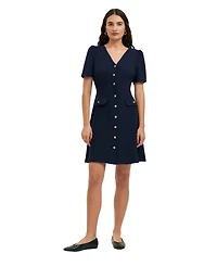 Finery London Women's Lucille Crepe Button Front Mini Dress