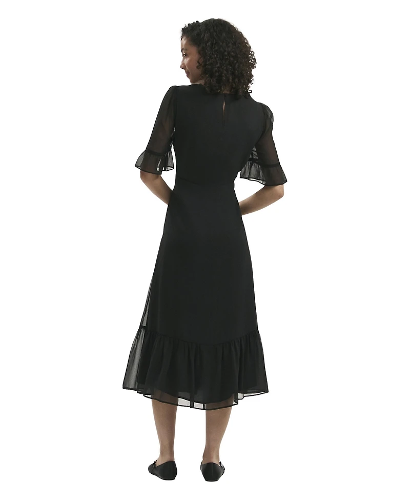 Finery London Women's Jennifer Short Sleeve Chiffon Midi Dress