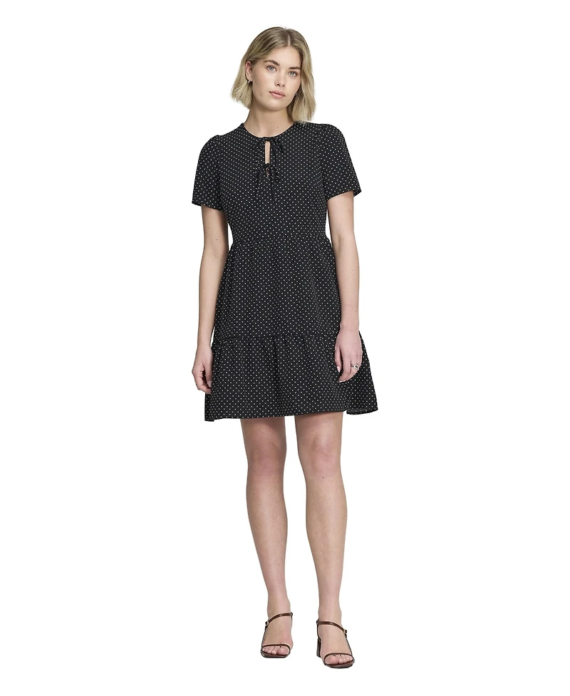 Finery London Women's Lola Tie Front Tiered Short Dress