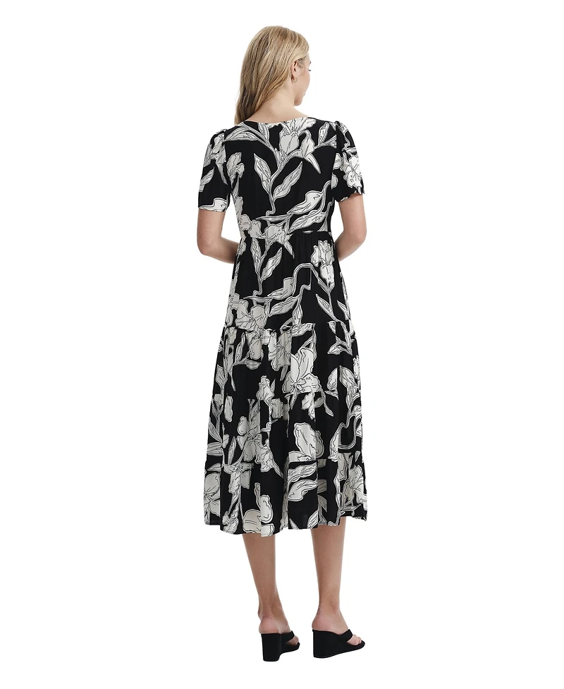 Finery London Women's Teresa Floral Print Tiered Midi Dress