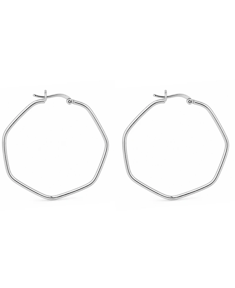 And Now This Hexagon Large Medium Hoop Earrings in Silver-Plate