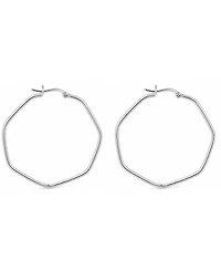 And Now This Hexagon Large Medium Hoop Earrings in Silver-Plate