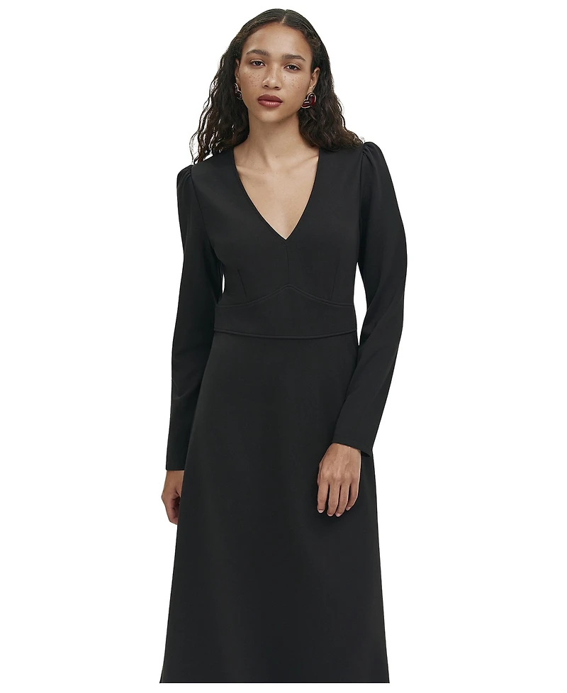 Finery London Women's Seraphina Ponte Jersey V-Neck Midi Dress