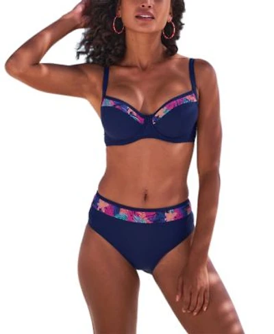 Contrast Print Underwire Bikini Top High Waisted Bottom Collection