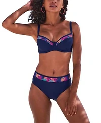 Contrast Print Underwire Bikini Top High Waisted Bottom Collection