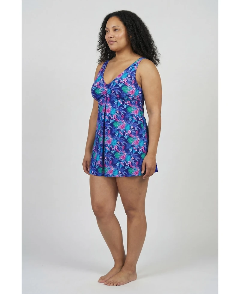 Swimsuits for All Women's Twist Front V-Neck Swimdress