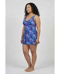 Swimsuits for All Women's Twist Front V-Neck Swimdress