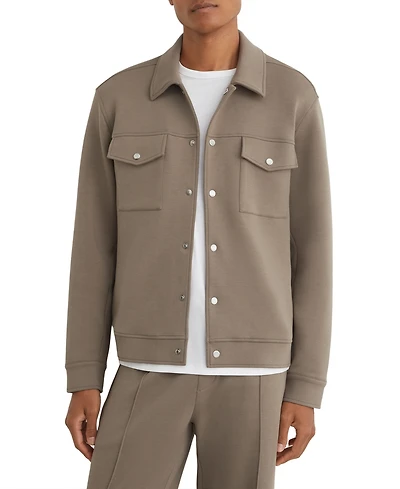 Reiss Men's Thom Sueded Interlock Jersey Regular-Fit Overshirt