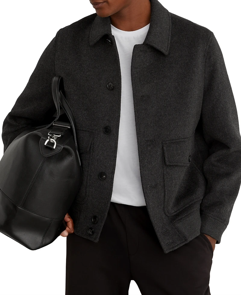 Reiss Men's Deluca Wool-Blend Flap-Pocket Bomber Jacket