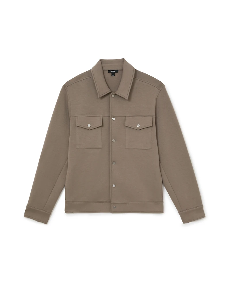 Reiss Men's Thom Sueded Interlock Jersey Regular-Fit Overshirt